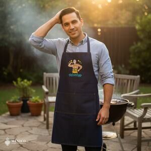 Mexican Luchador Denim Bib Apron – Embroidered Cotton Apron Father’s Day Gift